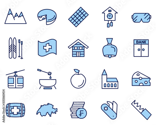 Schweiz Stereotyp Vector Icon Illustration Set