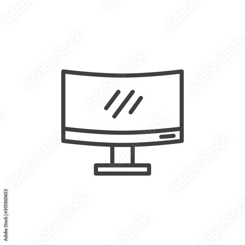 Curved TV screen line icon. linear style sign for mobile concept and web design. curved widescreen lcd outline vector icon. Symbol, logo illustration. tv monitor vector graphics