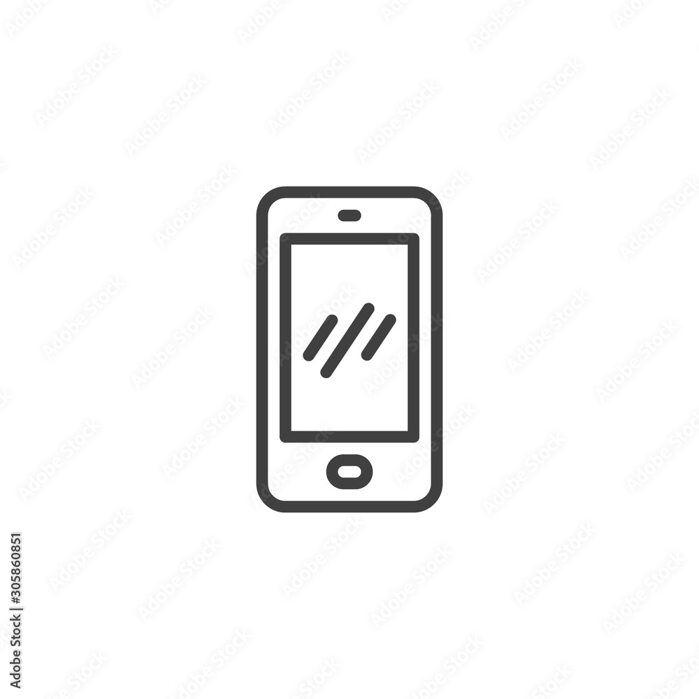 Smartphone screen line icon. linear style sign for mobile concept and web design. Mobile phone display outline vector icon. Symbol, logo illustration. Vector graphics Smartphone screen line icon. linear style sign for mobile concept and web design. Mobile phone display outline vector icon. Symbol, logo illustration. Vector graphics