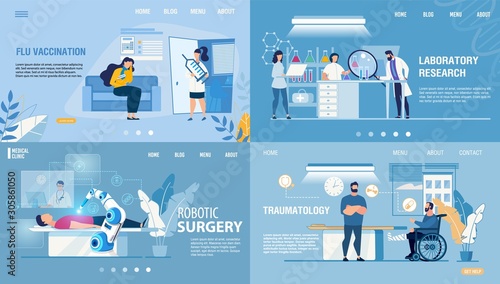 Modern Medical Healthcare Service Landing Page Set