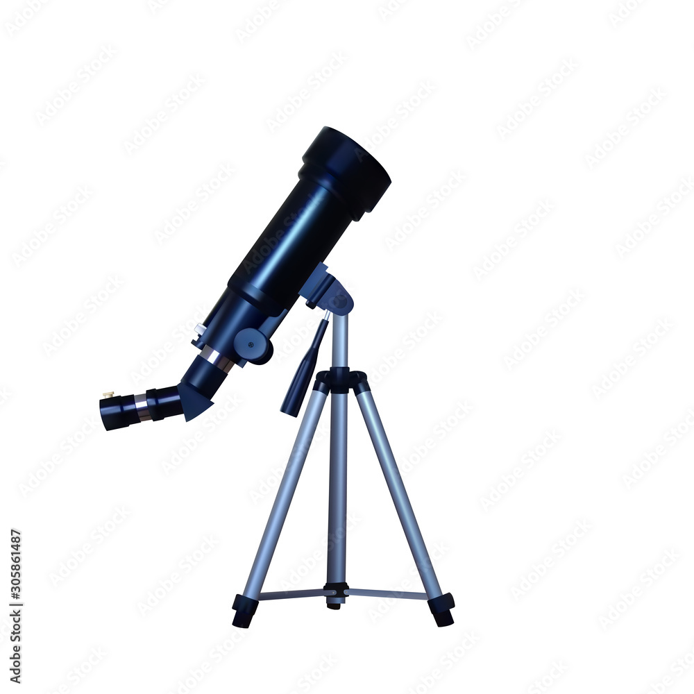 Realistic telescope on a tripod. Realistic telescope on a tripod.