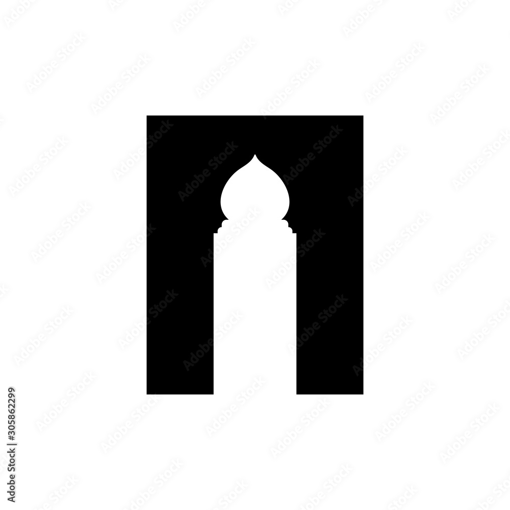 Door mosque icon design template vector illustration isolated Door mosque icon design template vector illustration isolated