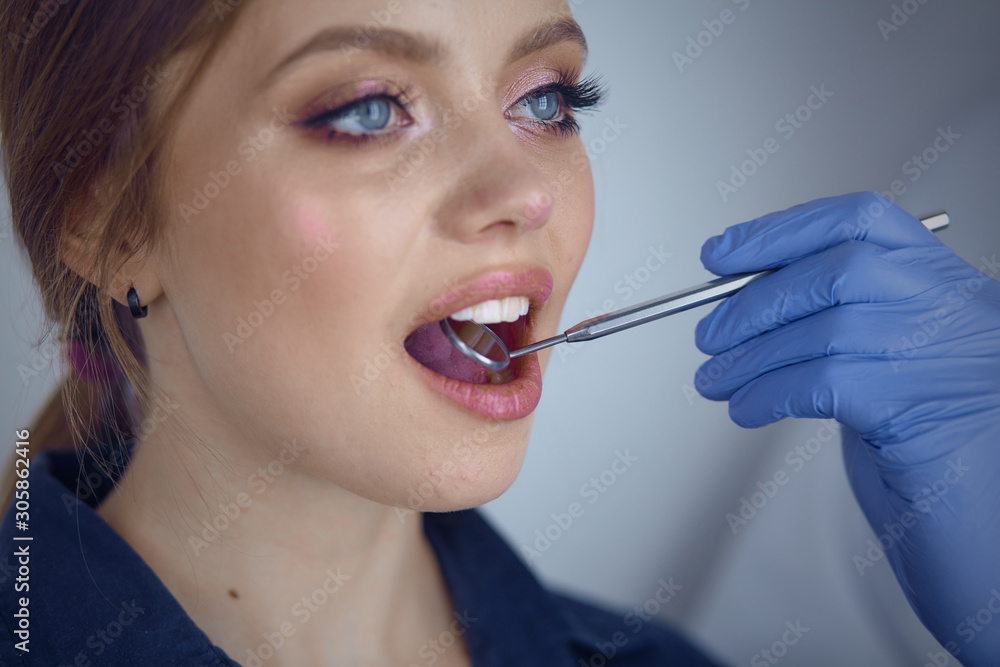 beautiful girl at the reception at the dentist beautiful girl at the reception at the dentist