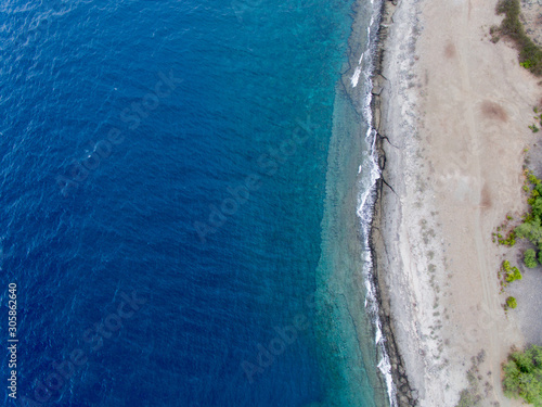 Aerial view of the deep blues of the Timor sea
