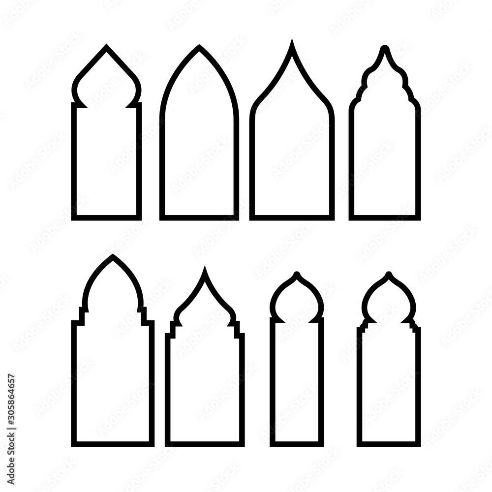 Door mosque icon design template vector illustration isolated Door mosque icon design template vector illustration isolated