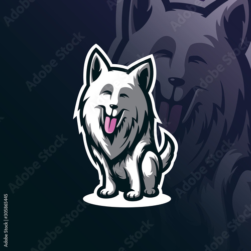 dog mascot logo design vector with modern illustration concept style for badge, emblem and tshirt printing. funny dog illustration.