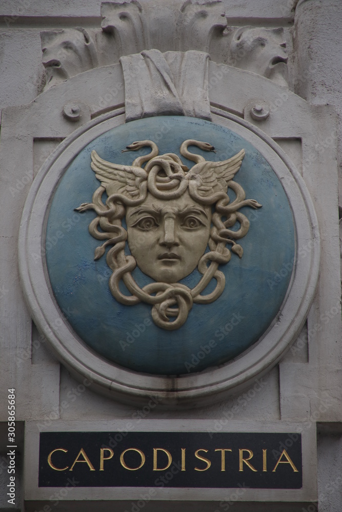 Medusa portrait on a facade