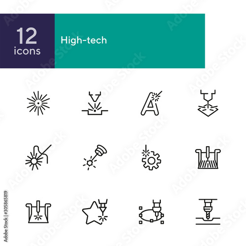High precision technology. Set of line icons on white background. Modern lifestyle concept. Vector illustration can be used for industry, typing, advertisement