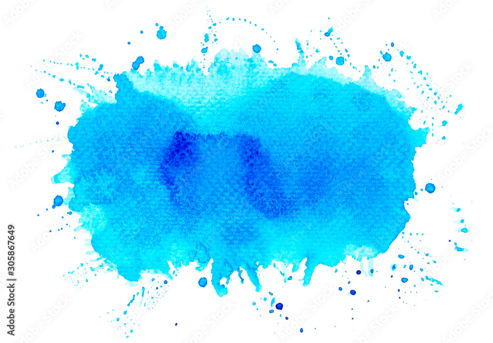 Fototapeta premium brush splash color blue on paper.abstract watercolor background
