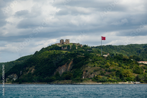 Yoros Castle, old ruins of ancient Byzantine castle at village of Anadolu Kavagi