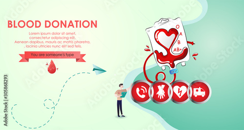 Blood donation design. Creative donor poster. Blood Donor banner. Red drop. Donation volunteer. Blood donation medical poster. Save human life concept. Vector illustration