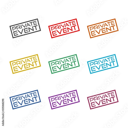 Private Event color icon set isolated on white background