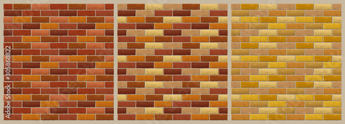 Brick Wall seamless vector set レンガのパターン