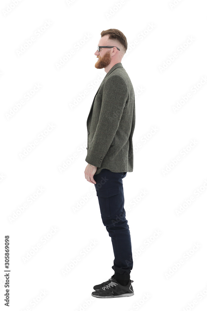 successful business man looking at blank screen . isolated on white successful business man looking at blank screen . isolated on white