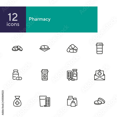 Pharmacy icon set. Drugstore concept. Vector illustration can be used for topics like apothecary, pharmaceuticals, medicine