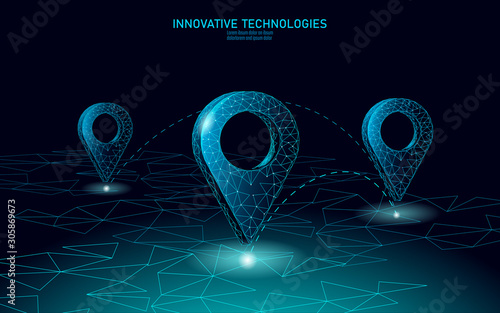 3D map point location business symbol. Realistic icon polygonal delivery service map market. Shipping online shopping direction city address position pin vector illustration