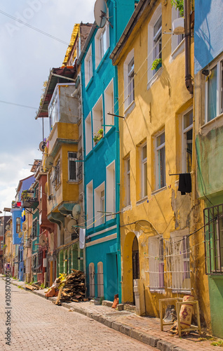 Traditional houses in the Balat area of Istanbul  Turkey