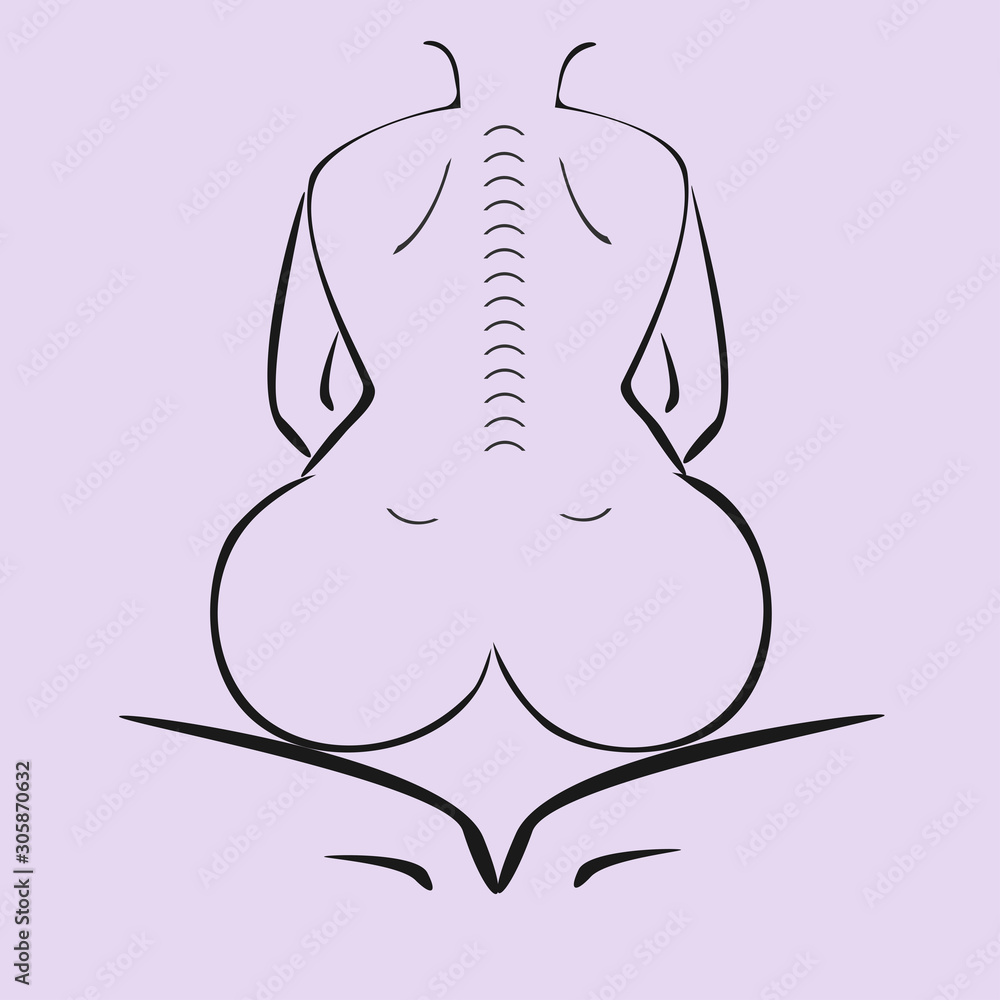 A drawn naked woman has sex. Relations, sex, kamasutra, man, woman concept. Kamasutra  sexy pose. Safety concept sketch. Isolated vector illustration. Sexy woman  ass, vector illustration Stock Vector | Adobe Stock