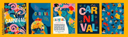 Hello Carnival. Vector set of illustrations for carnival concept and other use.