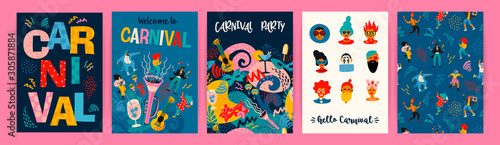 Hello Carnival. Vector set of illustrations for carnival concept and other use.