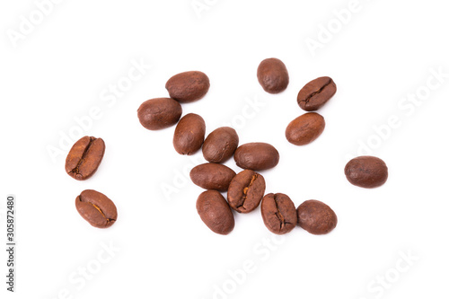 Coffee beans isolated on a white background area for copy space.