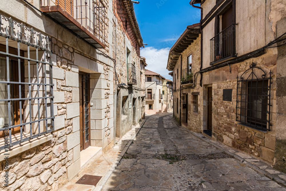 Fototapeta premium Medieval streets of Atienza and town hall in Guadalajara (Castilla La Mancha, Spain)