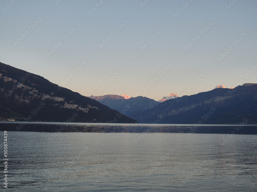 Spiez on Lake Thun (Thunersee) of the Alps. Switzerland