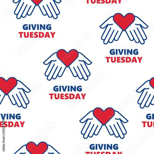 Giving Tuesday. Helping hand with heart shape