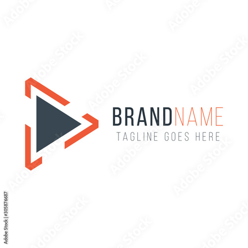 Geometric Triangle tech business logo design template. Stock Vector illustration isolated on white