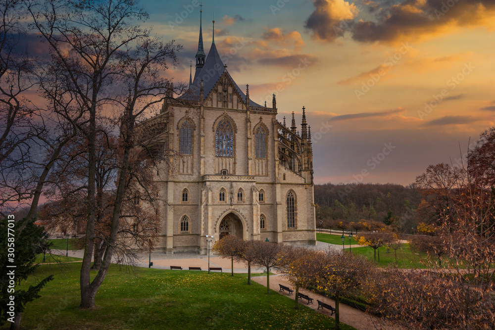 Kutna Hora with Saint Barbara's Church that is a UNESCO world heritage site, Czech Republic.