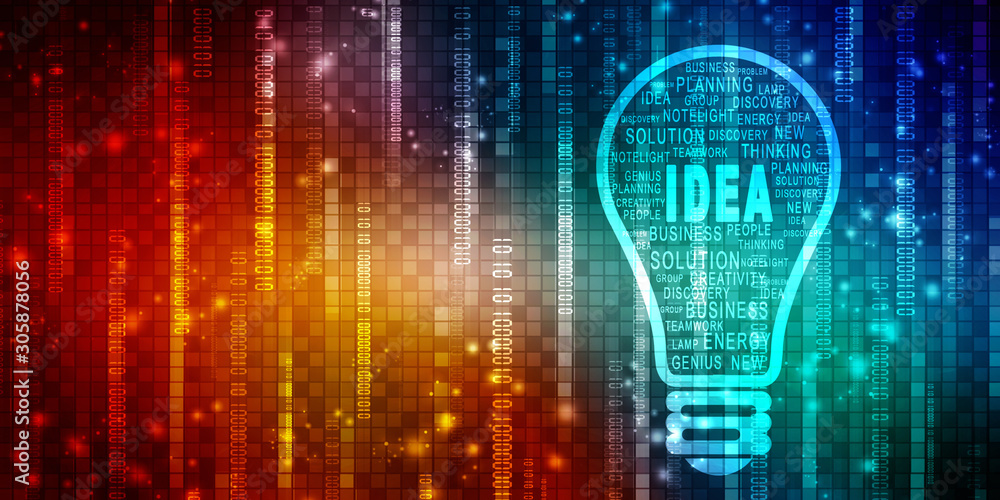 2d illustration bulb future technology, innovation background, creative idea concept 2d illustration bulb future technology, innovation background, creative idea concept