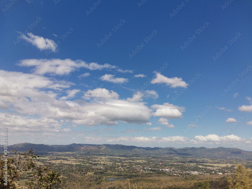 landscape with blue sky and clouds