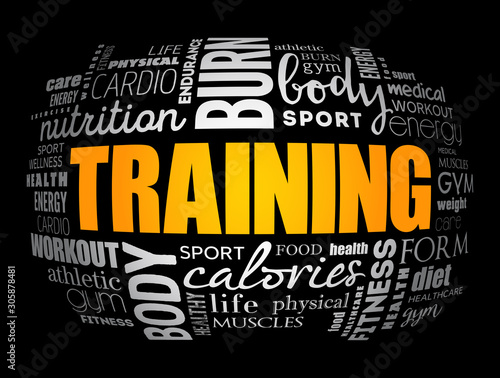 TRAINING word cloud, fitness, sport, health concept background