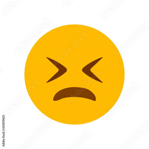 Sad angry distressed emoji face vector