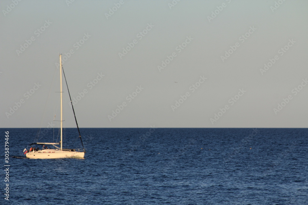 Sailboat on the high seas.