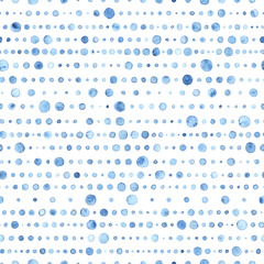 Acrylglasbilder Blau-weiße Muster Blaue Aquarellpunkte auf Weißem Grund  © flovie