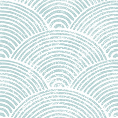 Gardinen Mustersammlungen Nahtloses Muster der Seigaiha-Welle. Blau-weißer japanischer Druck. Grunge-Textur. Vintage gestreifter Hintergrund für Textilien. Vektor-Illustration.  © flovie