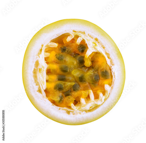 Passion fruit isolated on white background.vegan top view