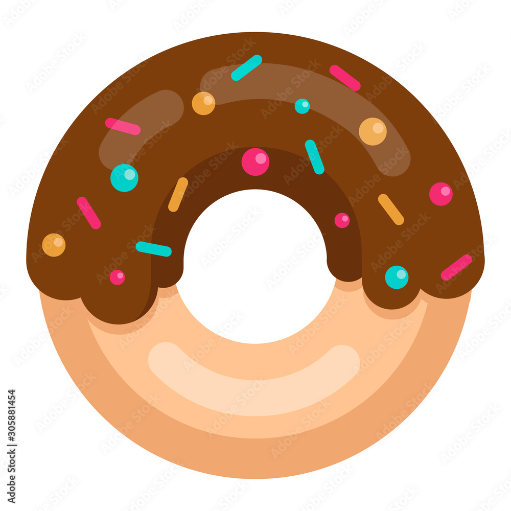Tasty doughnut with chocolate icing and topping isolated on white background Tasty doughnut with chocolate icing and topping isolated on white background