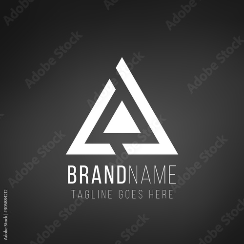 Triangle tech business logo design template. Stock Vector illustration isolated on black background.