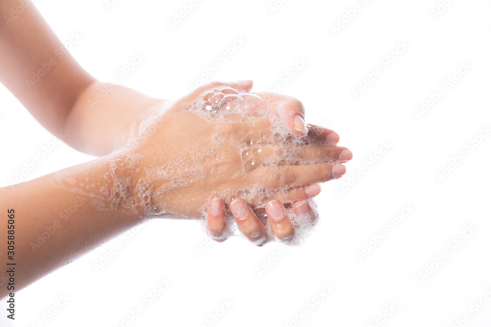 Hygiene. Cleaning Hands. Washing hands with soap bubbles Hygiene. Cleaning Hands. Washing hands with soap bubbles