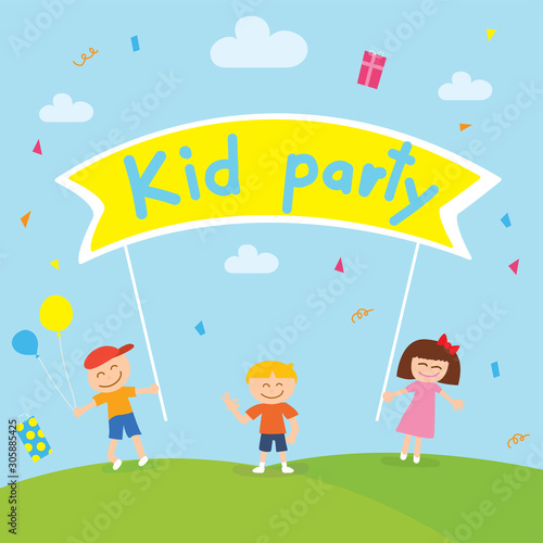Children Have Fun Party in the park. Leisure and Entertainment. Amusement Park. 