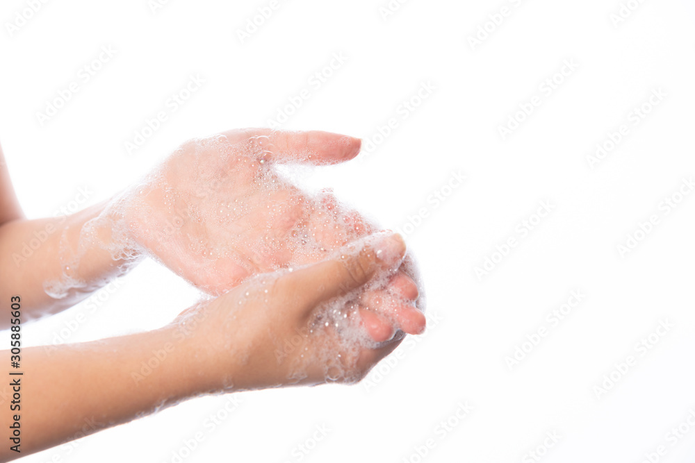 Hygiene. Cleaning Hands. Washing hands with soap bubbles Hygiene. Cleaning Hands. Washing hands with soap bubbles