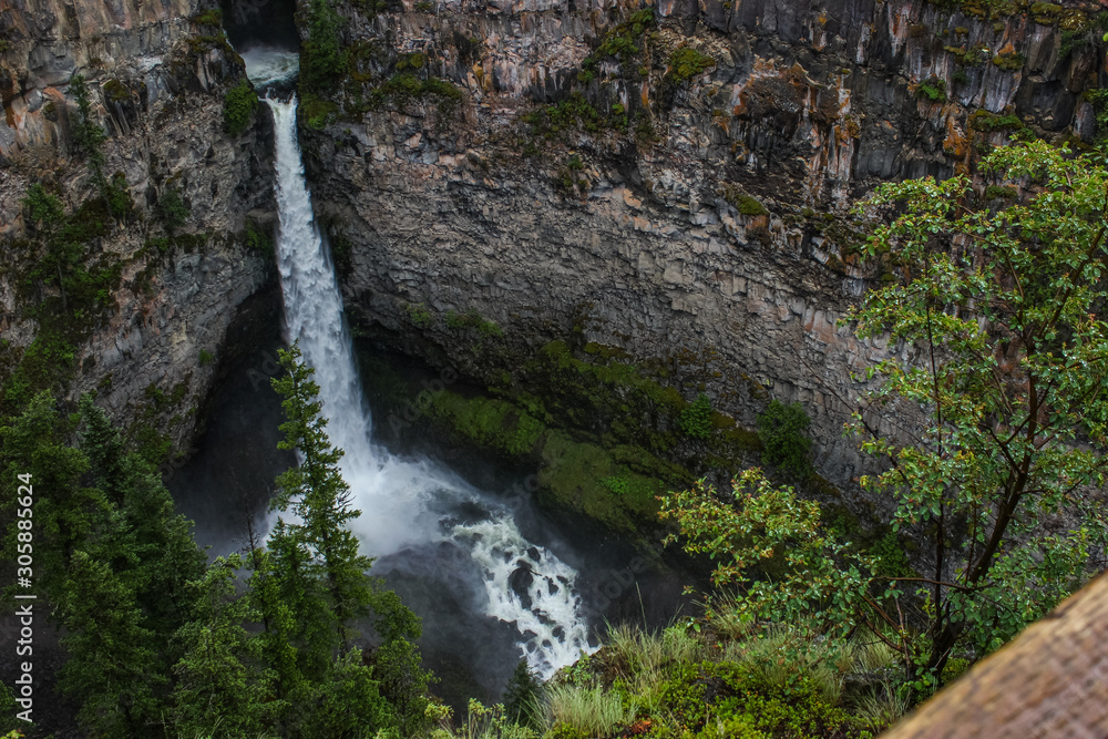 Helmcken Falls in Wells Gray Provincial Park is a wilderness park located in east-central British Columbia, Canada