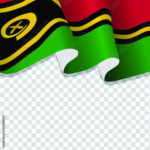Waving flag of Vanuatu for independence Day isolated on transparent background