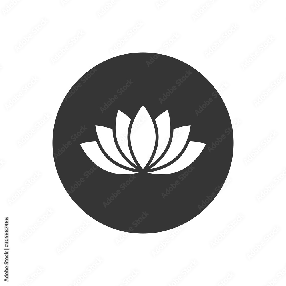 Lotus white icon or Harmony icon on gray.