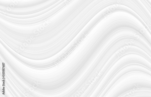 Fototapeta Naklejka Na Ścianę i Meble -  White 3 d background with wave illustration, beautiful bending pattern for web screensaver. Light gray texture with smooth lines for new year card.