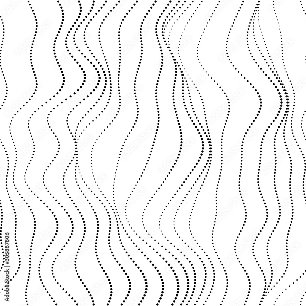 Black and white dots that form wavy lines for background or surface ...