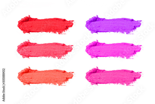 Palette of pink lip sticks, isolated