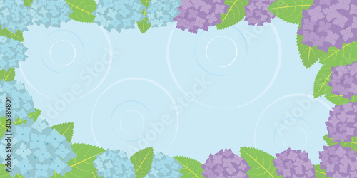 梅雨フレーム（横長・枠ナシ・文字ナシ・ベクター）